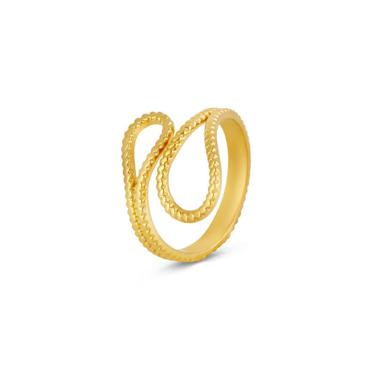 Women's Stainless Steel 18K Gold-Plated Ring – Adjustable Ava Abstract, Dainty – Meiva ring