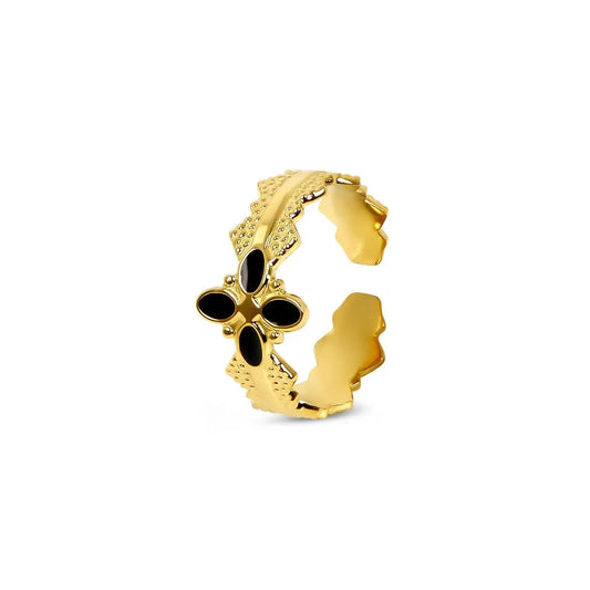 Women's Stainless Steel 18K Gold-Plated Ring – Adjustable Blossom, Dainty – Meiva ring