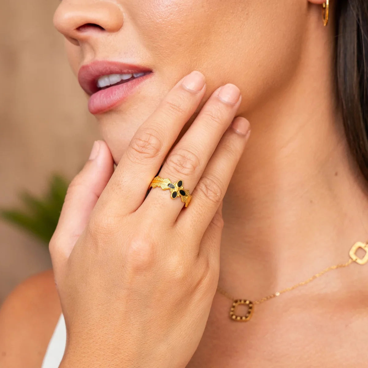 Ring Adjustable Blossom 18K Gold-Plated in 18K gold-plated – Meiva ring view 3