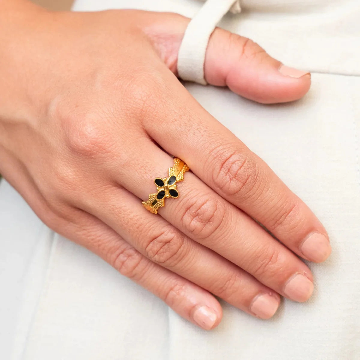 Ring Adjustable Blossom 18K Gold-Plated in 18K gold-plated – Meiva ring view 4