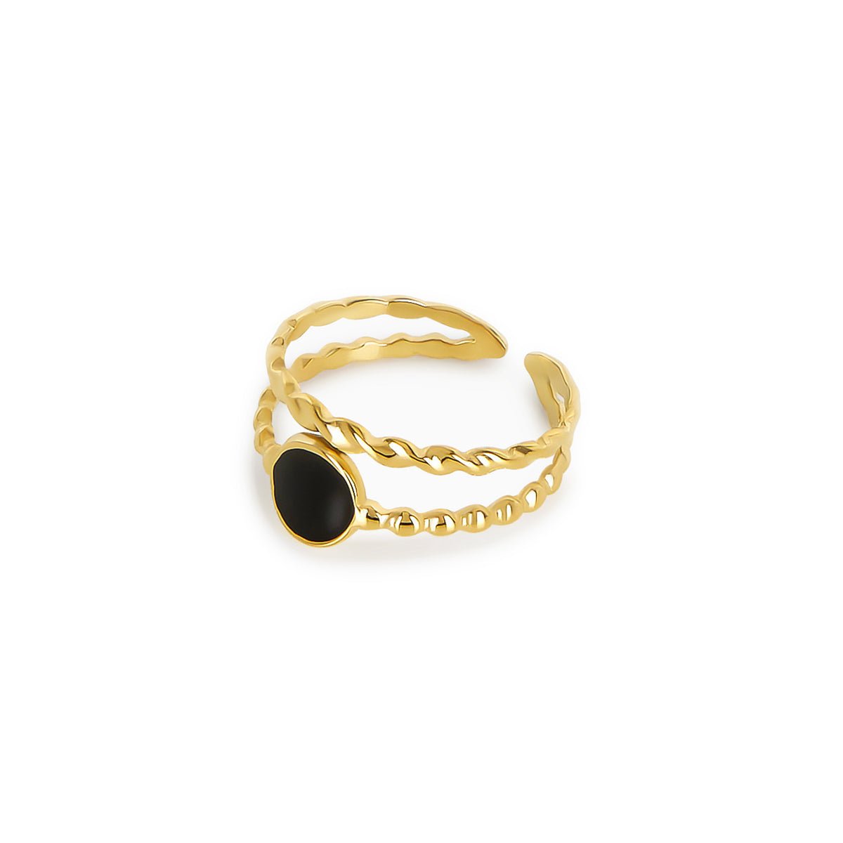Ring Adjustable Onyx Gold Plated 18K in 18K gold-plated – Meiva ring