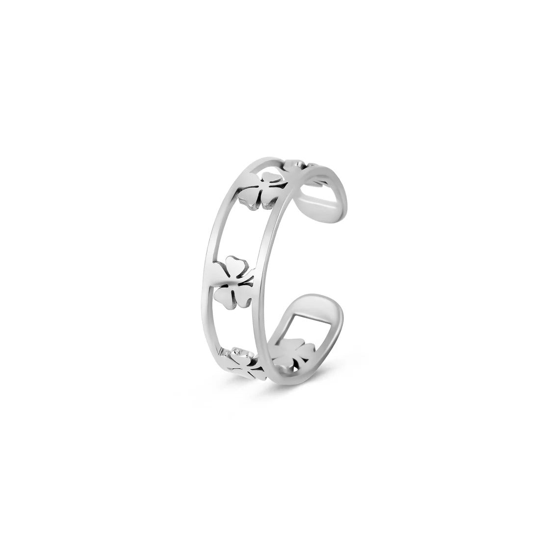 Ring Adjustable Open Clover Silver – Meiva ring