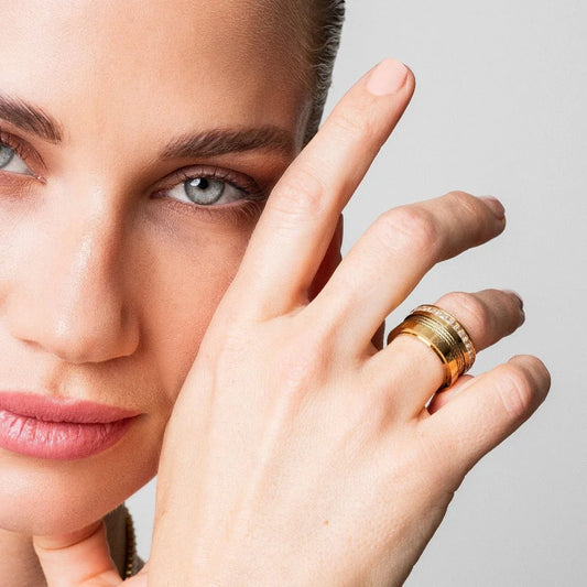 Ring Wire and Crystals 18K Gold-Plated in 18K gold-plated, crystal – Meiva ring view 2