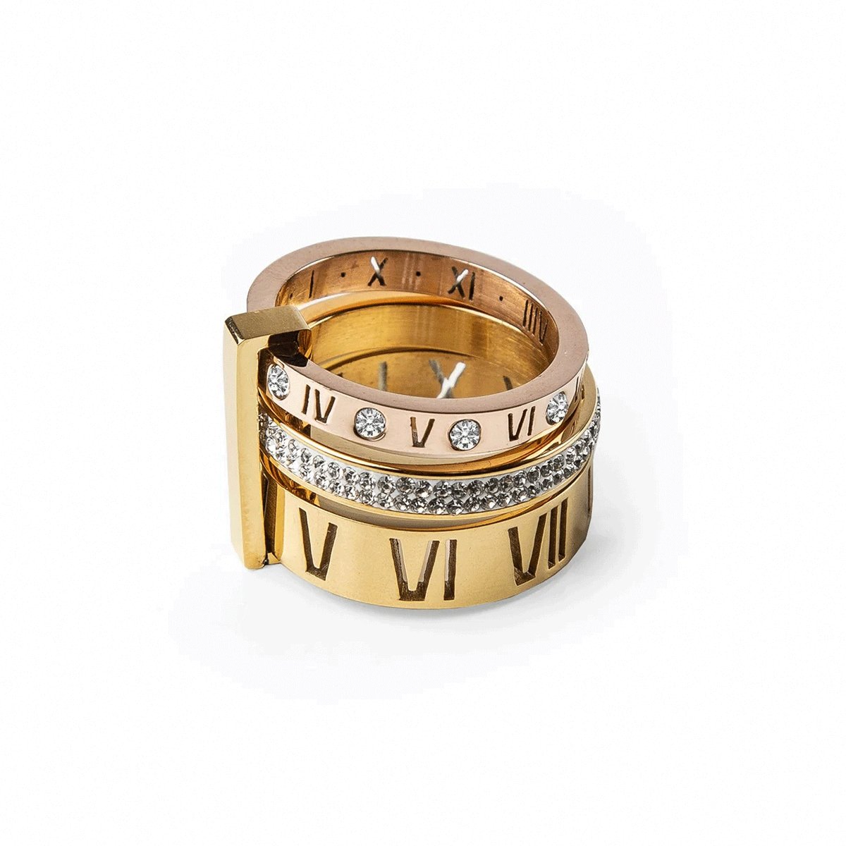 Ring Triple Roman Numeral Ring 18K Gold Plated in 18K gold-plated – Meiva ring