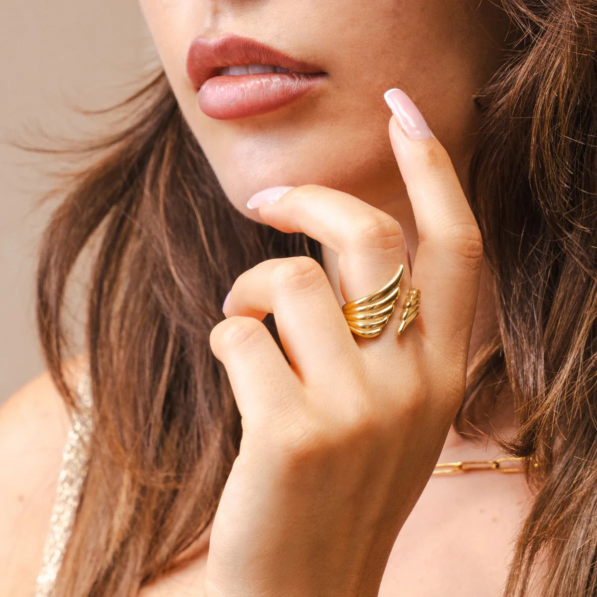 Ring Wings of Freedom Adjustable 18K Gold Plated in 18K gold-plated – Meiva ring view 3