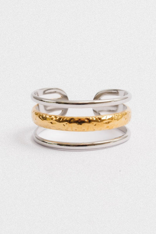 Ring Aura Adjustable Two-Tone Gold and Silver – Meiva ring
