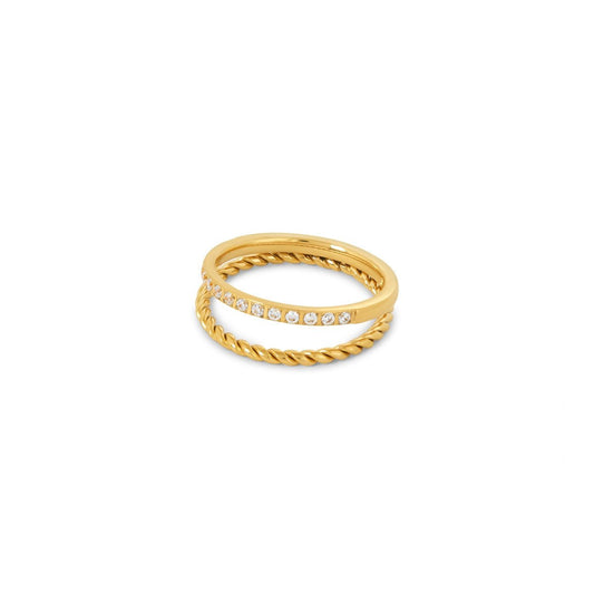 Women's Stainless Steel 18K Gold-Plated Crystal Ring – Aurora – Meiva ring