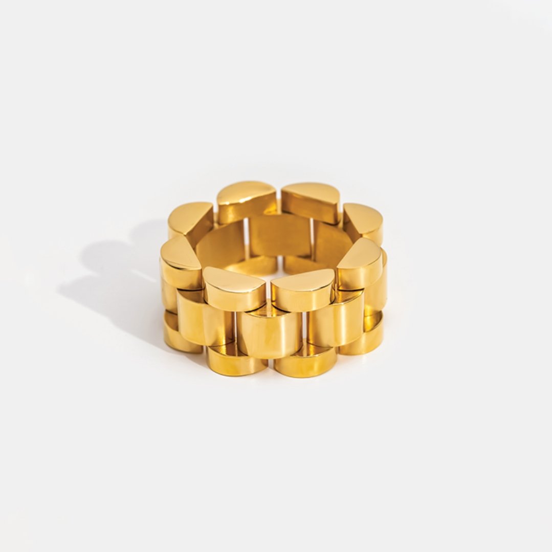 Ring Beauty Wide Minimalist Link 18K Gold Plated in 18K gold-plated – Meiva ring view 6