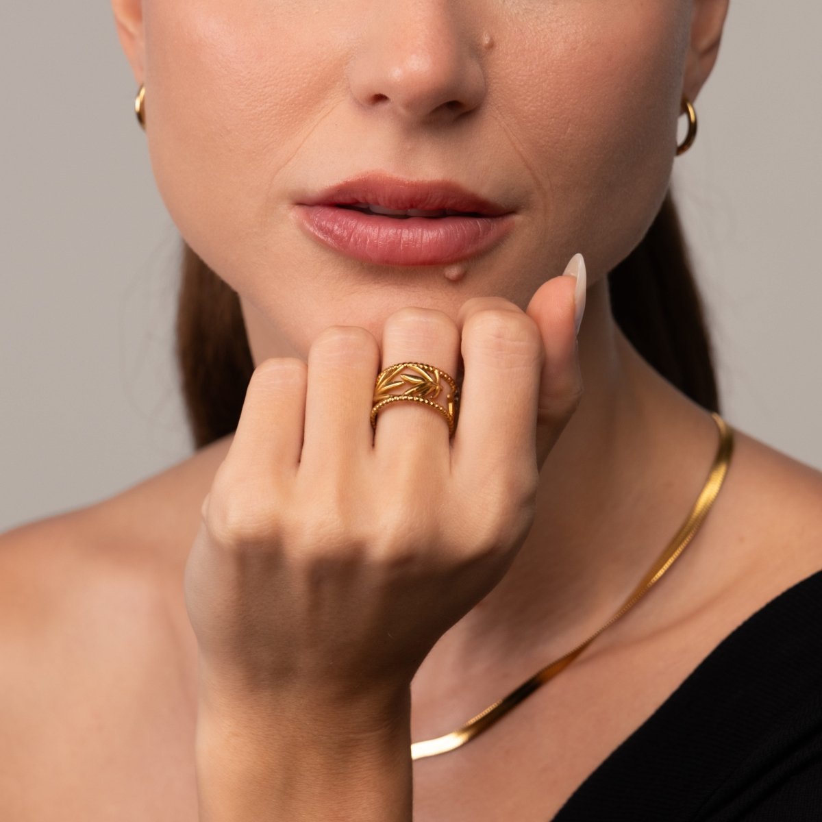 Ring Botanical Adjustable 18K Gold Plated in 18K gold-plated – Meiva ring view 10