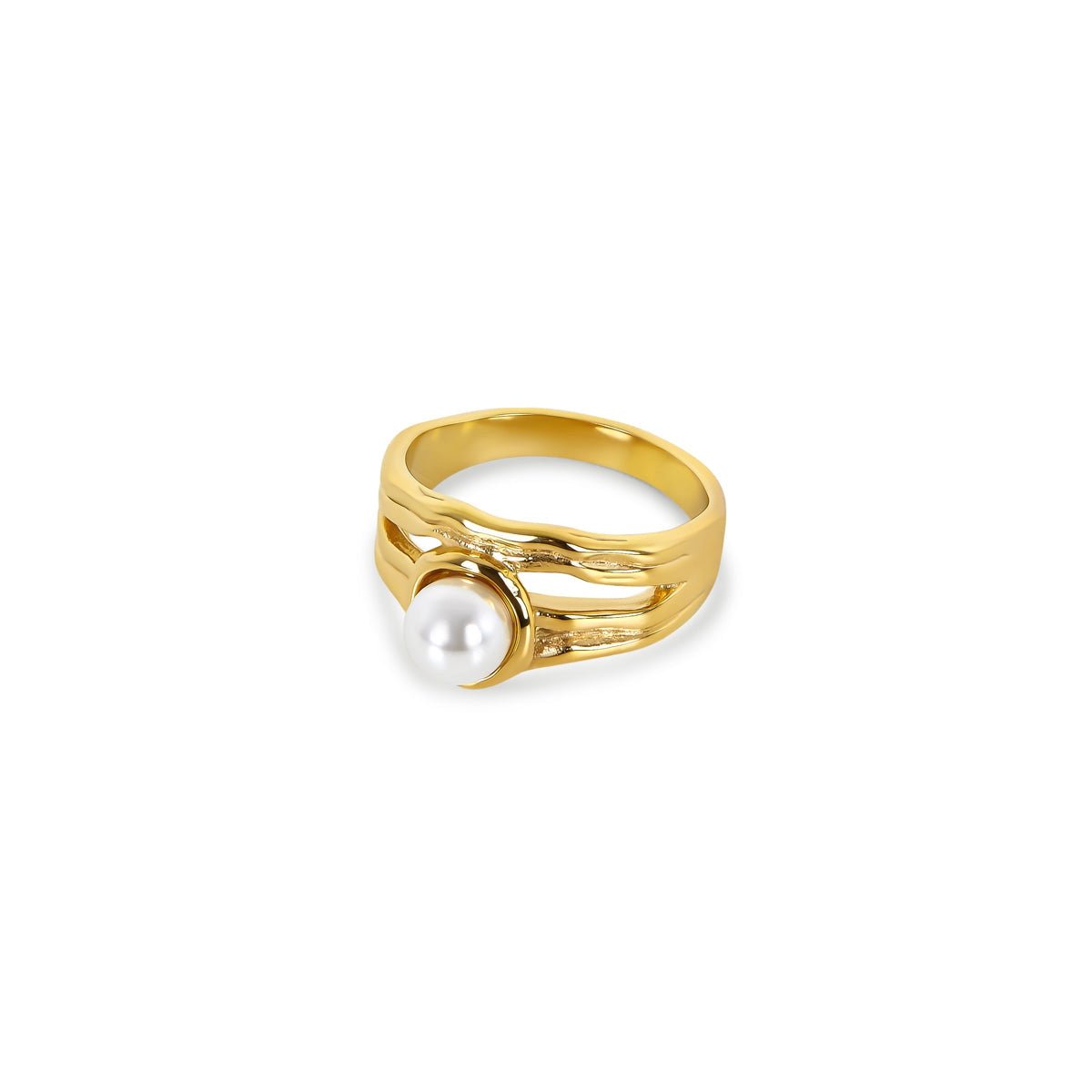 Ring Catalina Pearl Solitaire Gold Plated 18K in 18K gold-plated, pearl – Meiva ring