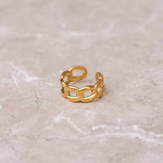 Ring Bold Chain Adjustable 18K Gold Plated in 18K gold-plated – Meiva ring view 2