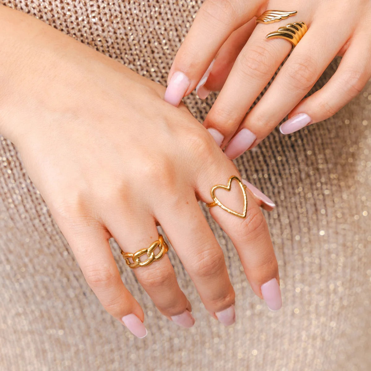 Ring Bold Chain Adjustable 18K Gold Plated in 18K gold-plated – Meiva ring view 6