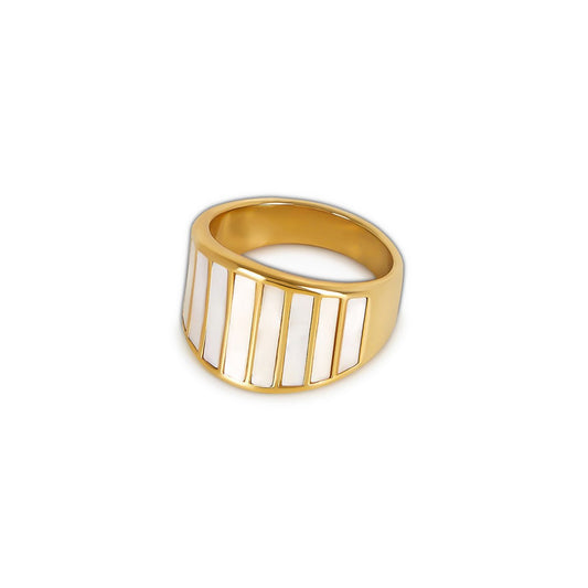 Women's Stainless Steel 18K Gold-Plated Ring – Coliseum, Statement – Meiva ring