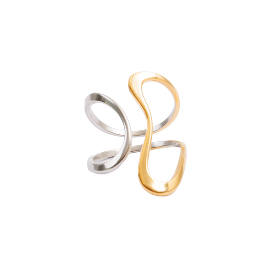 Ring Contour Adjustable Two-Tone Gold and Silver – Meiva ring