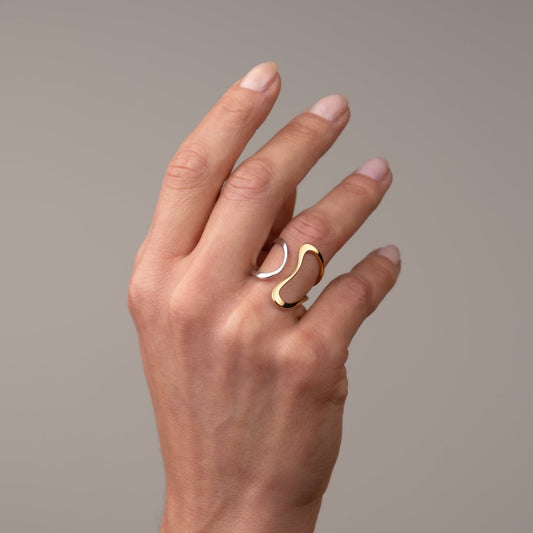 Ring Contour Adjustable Two-Tone Gold and Silver – Meiva ring view 2