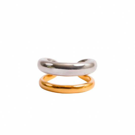 Ring Duality Adjustable Two-Tone Gold and Silver – Meiva ring