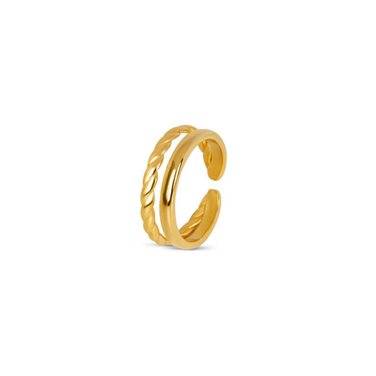 Women's Stainless Steel 18K Gold-Plated Ring – Duo – Meiva ring