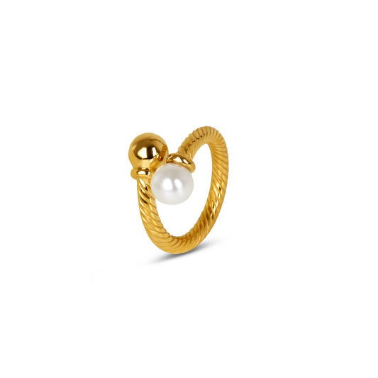 Ring Elegance Pearl 18K Gold-Plated in 18K gold-plated, pearl – Meiva ring
