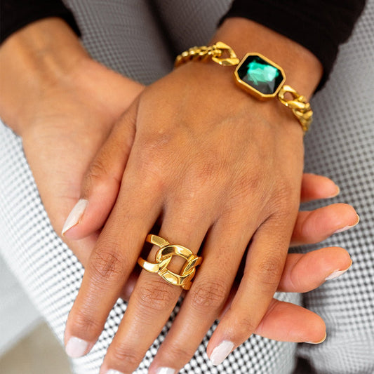 Ring Double Link 18K Gold Plated in 18K gold-plated – Meiva ring view 2