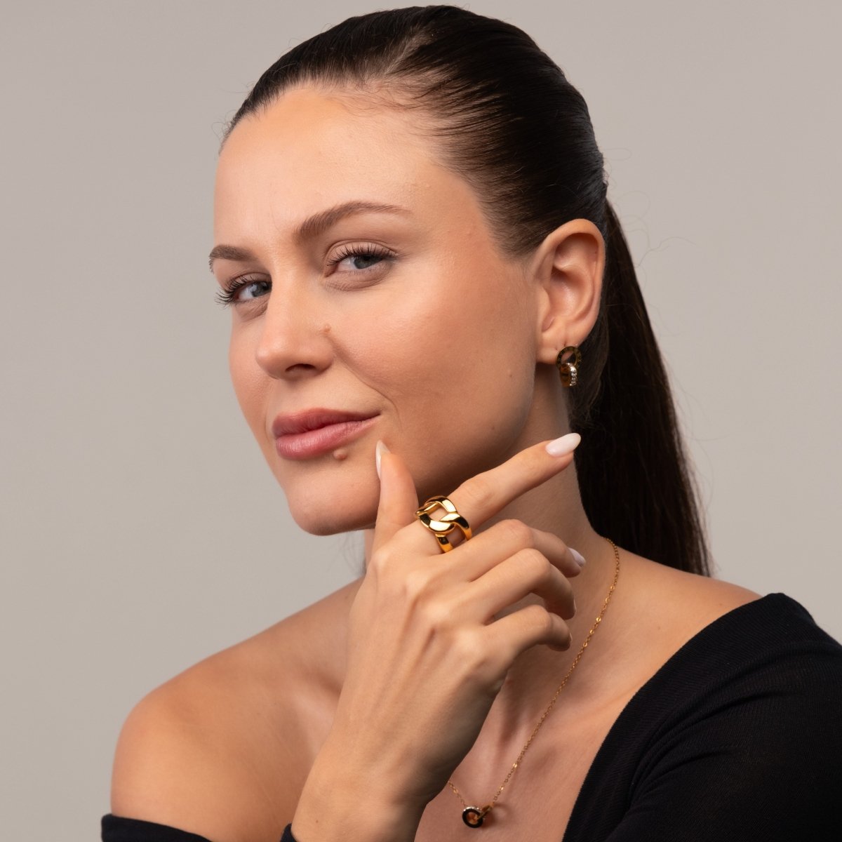 Ring Double Link 18K Gold Plated in 18K gold-plated – Meiva ring view 6