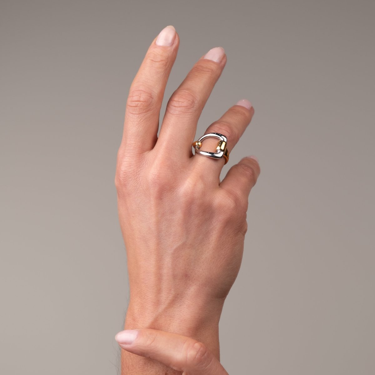Ring Duo Link Adjustable Two-Tone Gold and Silver – Meiva ring view 2
