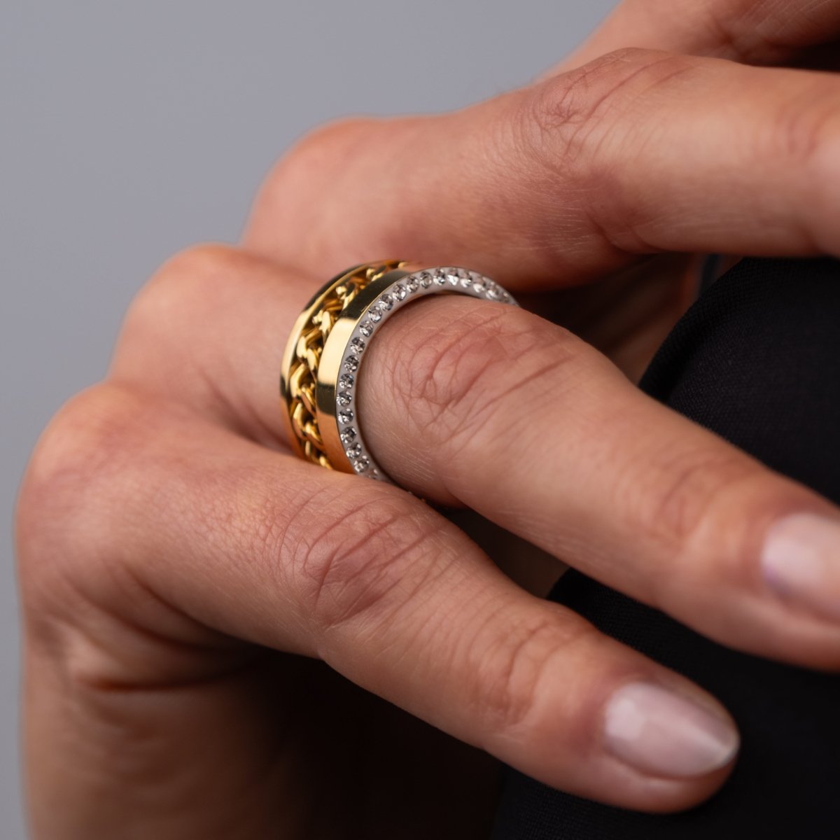 Ring Cubic Zirconia Link 18K Gold Plated in 18K gold-plated, zirconia – Meiva ring view 3