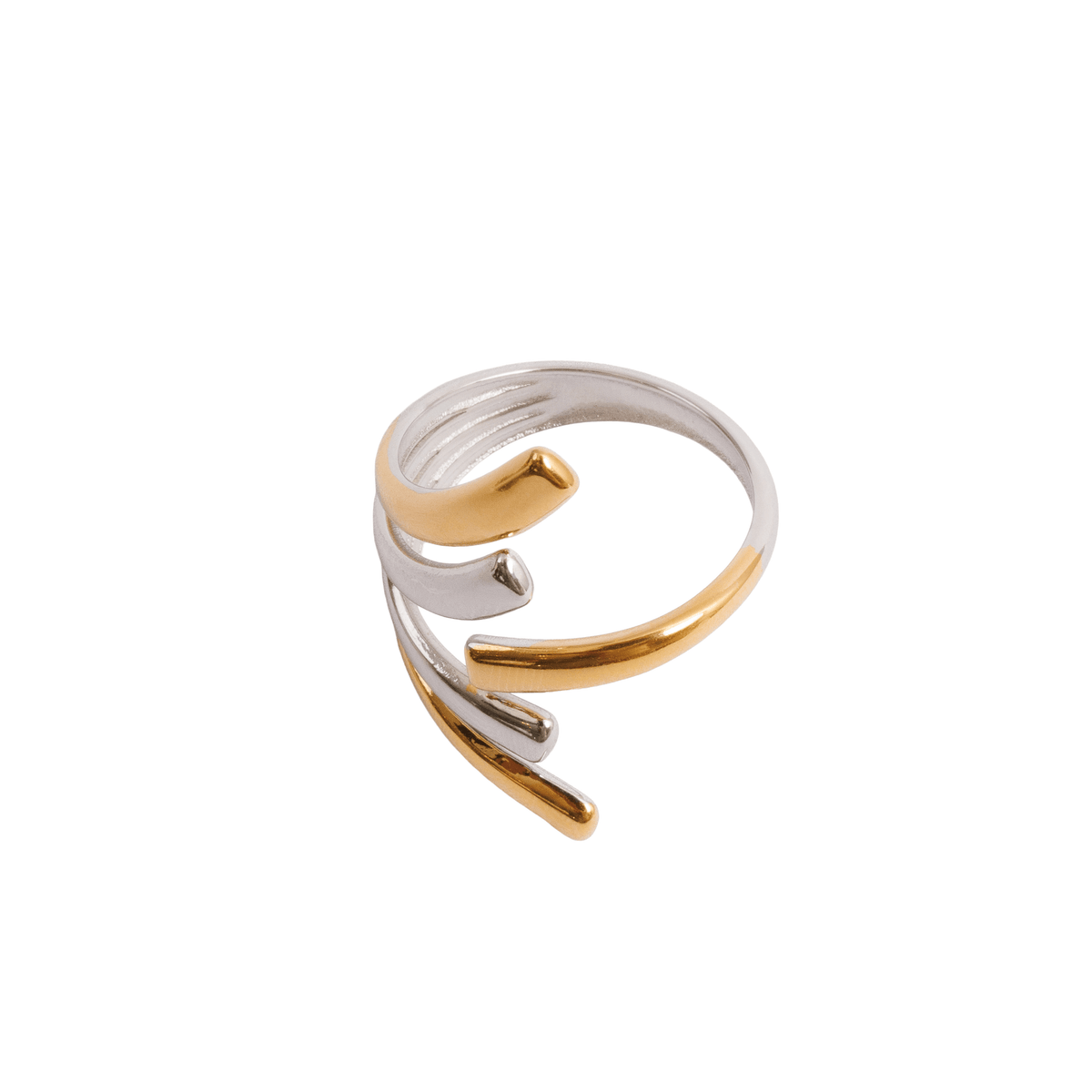 Ring Flow Adjustable Two-Tone Gold and Silver – Meiva ring