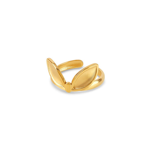 Women's Stainless Steel 18K Gold-Plated Ring – Leaves Adjustable, Dainty – Meiva ring