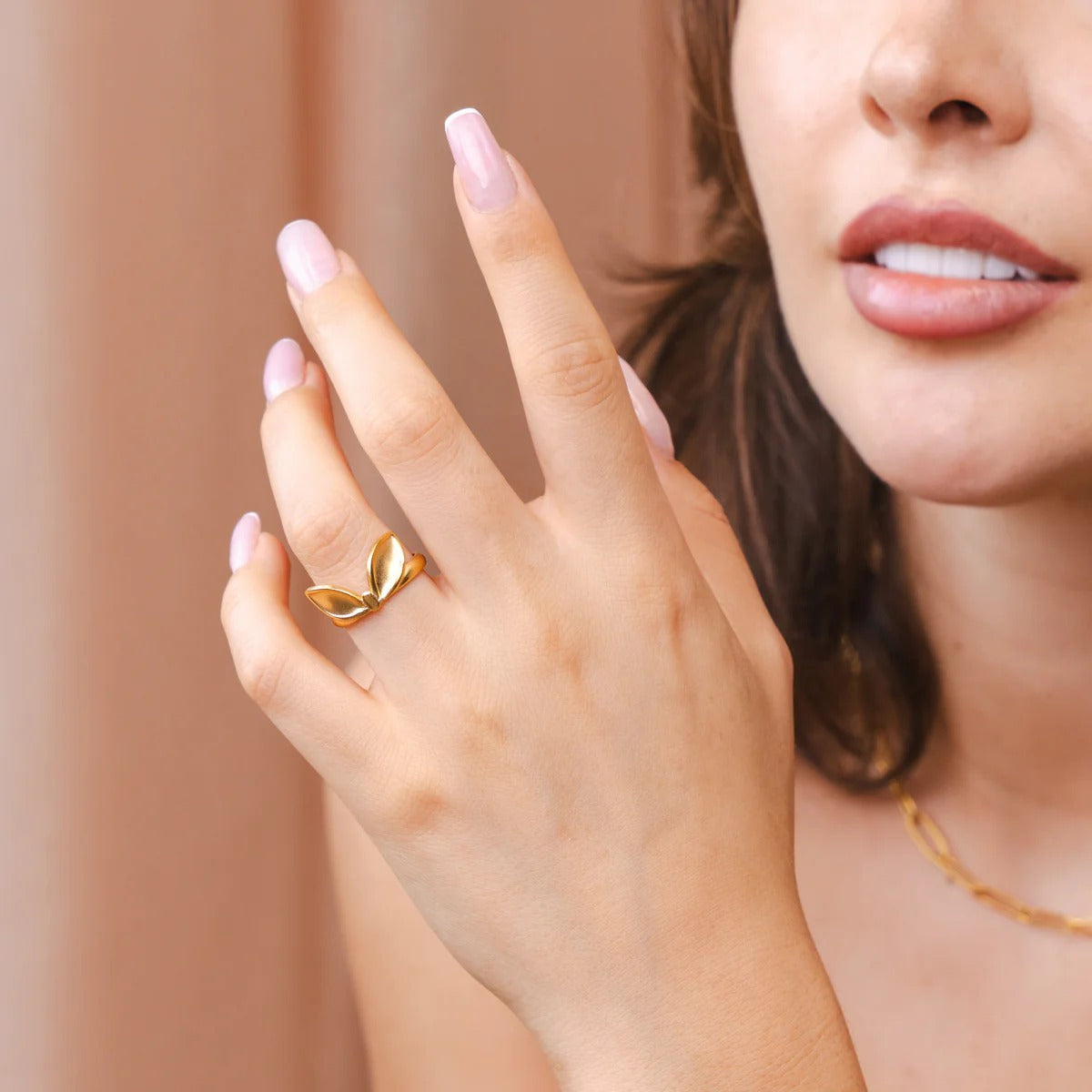 Ring Leaves Adjustable 18K Gold Plated in 18K gold-plated – Meiva ring view 5