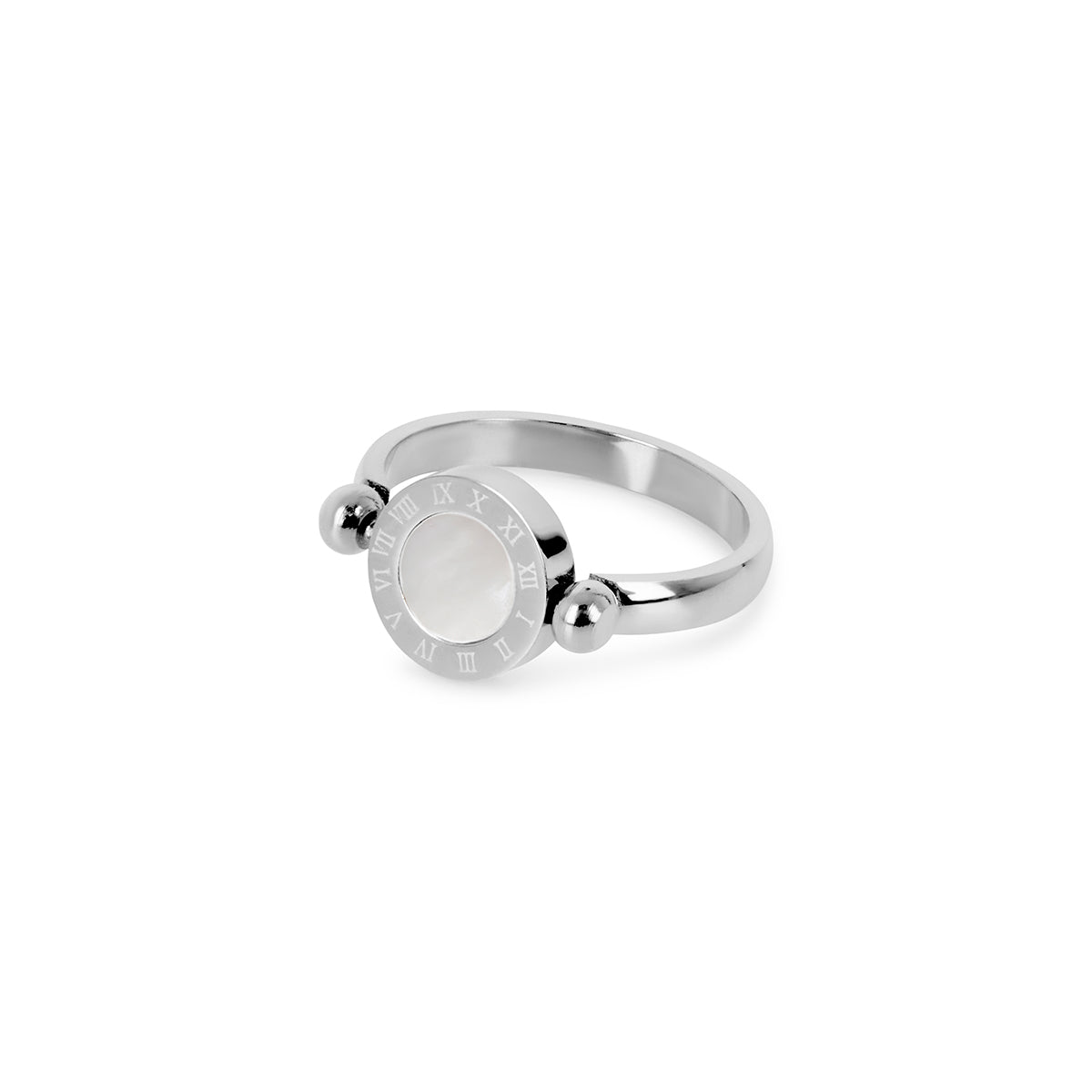 Ring Rotating Roman Numeral Silver – Meiva ring view 3