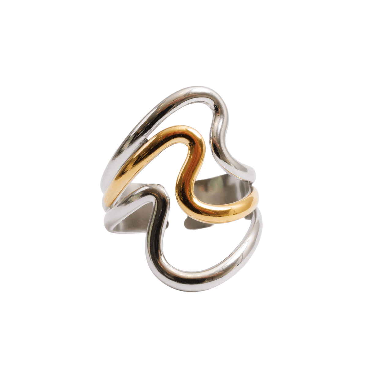 Ring Dual Harmony Adjustable Two-Tone Gold and Silver – Meiva ring