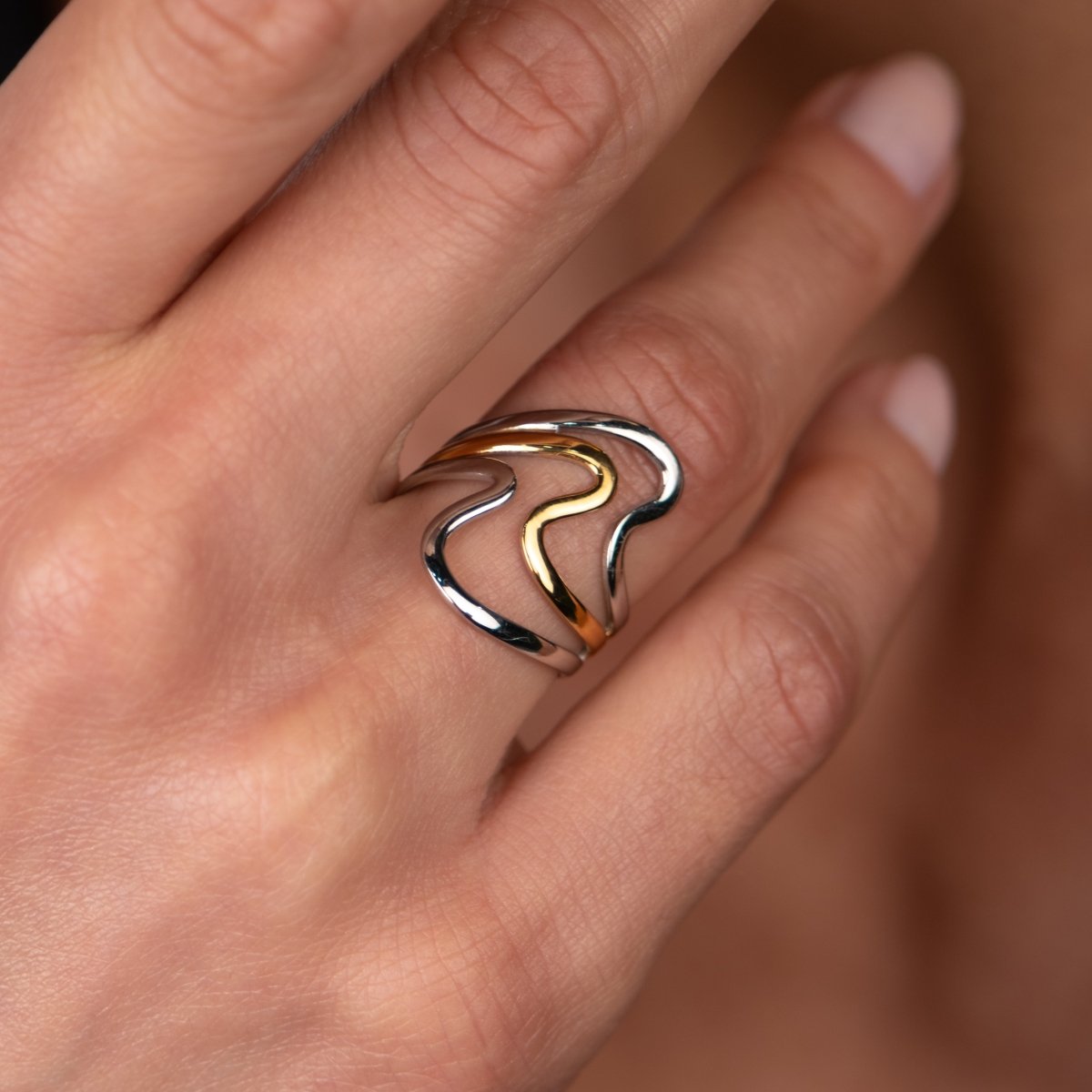 Ring Dual Harmony Adjustable Two-Tone Gold and Silver – Meiva ring view 3
