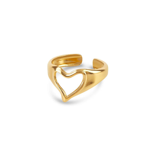 Women's Stainless Steel 18K Gold-Plated Ring – Abstract Heart Adjustable, Dainty – Meiva ring
