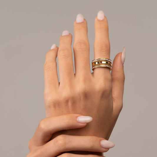 Women's Stainless Steel 18K Gold-Plated Ring – Impulse – Meiva ring view 2