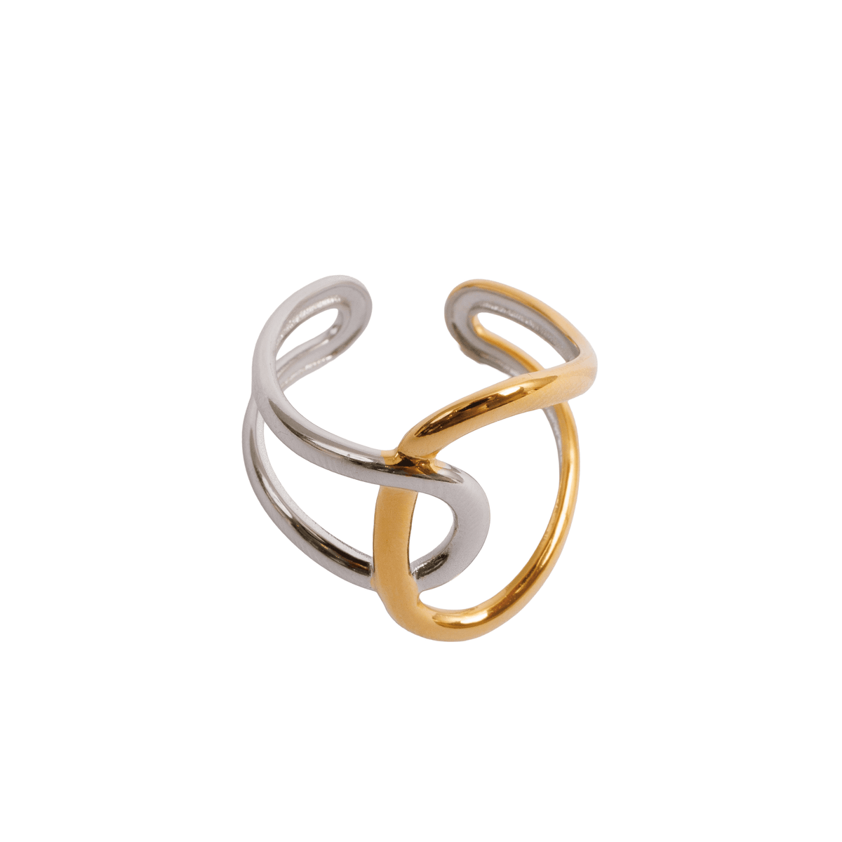 Ring Bows of Light Adjustable Two-Tone Gold and Silver – Meiva ring