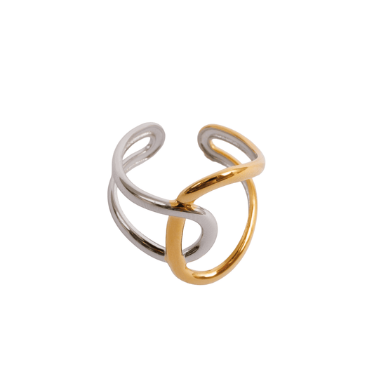 Ring Bows of Light Adjustable Two-Tone Gold and Silver – Meiva ring