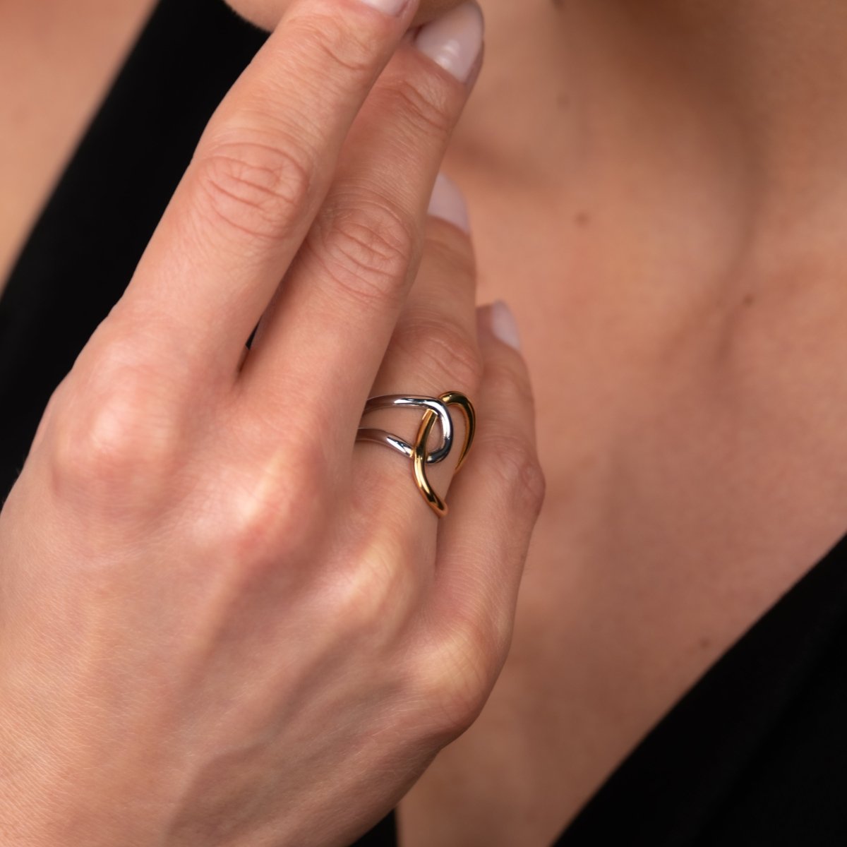 Ring Bows of Light Adjustable Two-Tone Gold and Silver – Meiva ring view 3