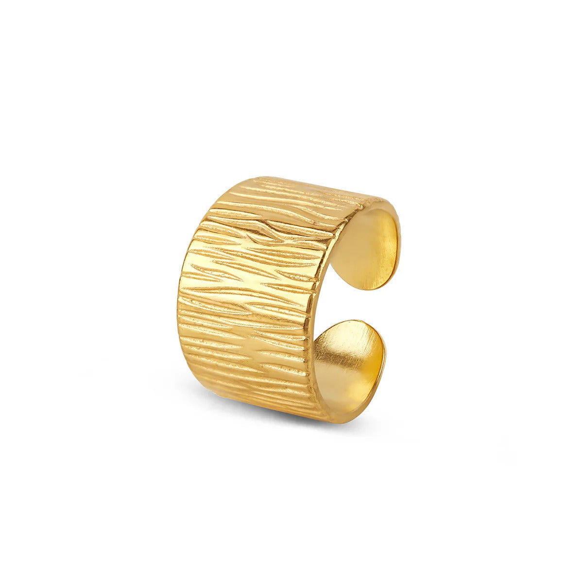 Ring Wide Textured Adjustable 18K Gold Plated in 18K gold-plated – Meiva ring