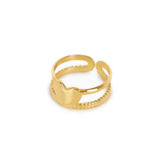 Women's Stainless Steel 18K Gold-Plated Ring – Love Adjustable, Dainty – Meiva ring