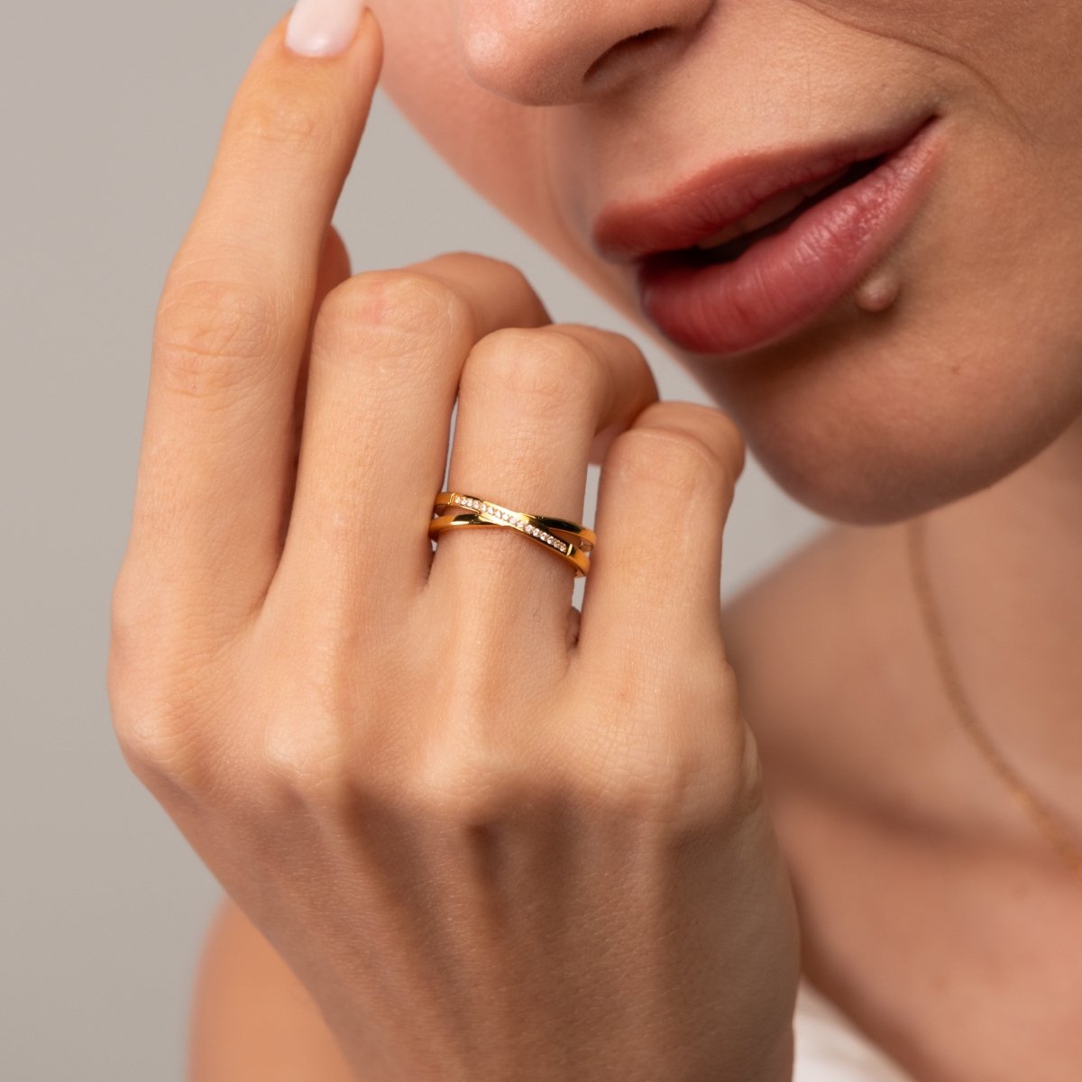 Ring Lucia Double 18K Gold-Plated in 18K gold-plated – Meiva ring view 4