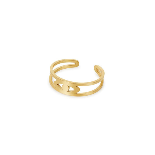 Women's Stainless Steel 18K Gold-Plated Ring – Adjustable Evil Eye – Meiva ring