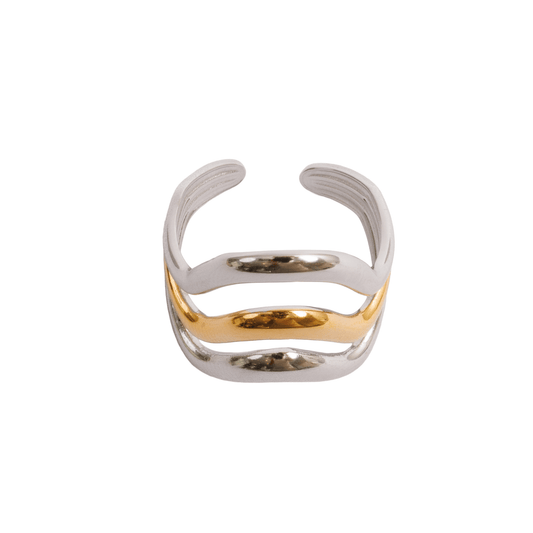 Ring Waves Adjustable Two-Tone Gold and Silver – Meiva ring