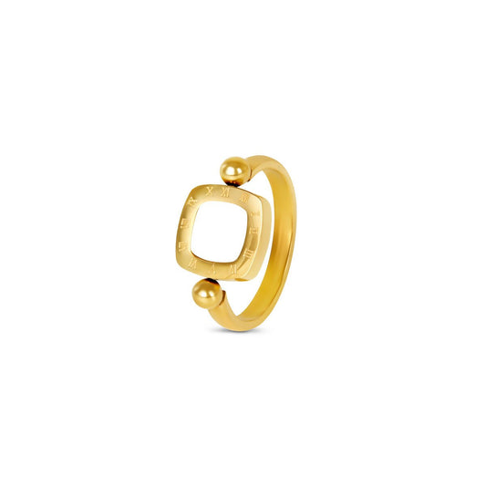 Ring Rotating Square Charm 18K Gold-Plated in 18K gold-plated – Meiva ring