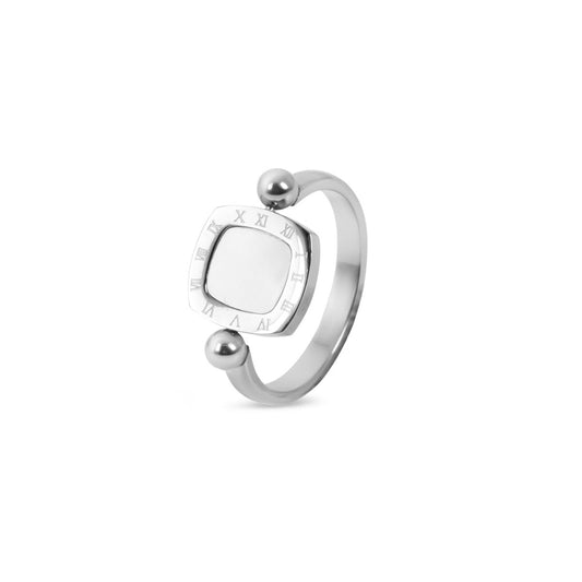 Ring Square Charm Spinning Silver – Meiva ring