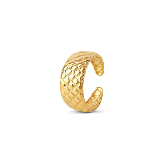 Women's Stainless Steel 18K Gold-Plated Ring – Luxurious Weave Adjustable, Statement – Meiva ring