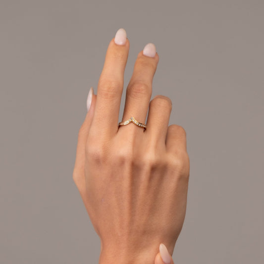 Ring Trinity Cubic Zirconia 18K Gold Plated in 18K gold-plated, zirconia – Meiva ring view 2