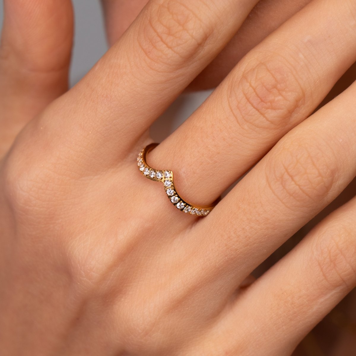 Ring Trinity Cubic Zirconia 18K Gold Plated in 18K gold-plated, zirconia – Meiva ring view 3