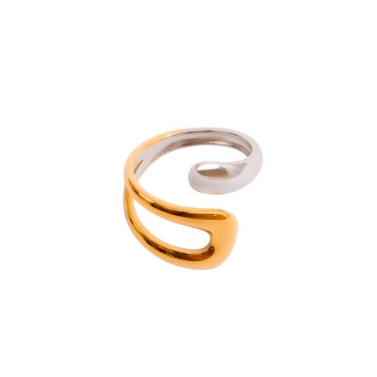 Ring Wave Adjustable Two-Tone Gold and Silver – Meiva ring