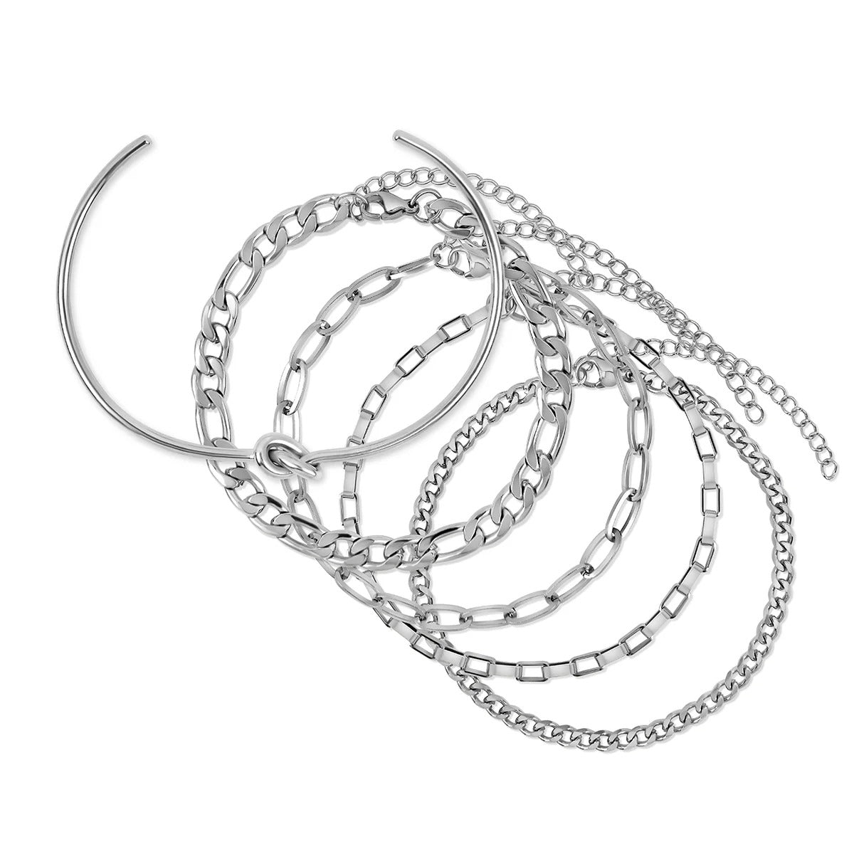 Set Elegance Bracelets and Knot Bangle in Silver – Meiva bracelet