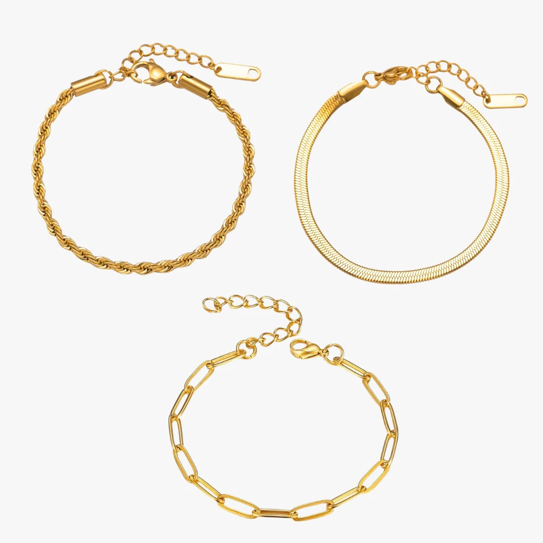 Set Essential Bracelet 18K Gold Plated in 18K gold-plated – Meiva bracelet